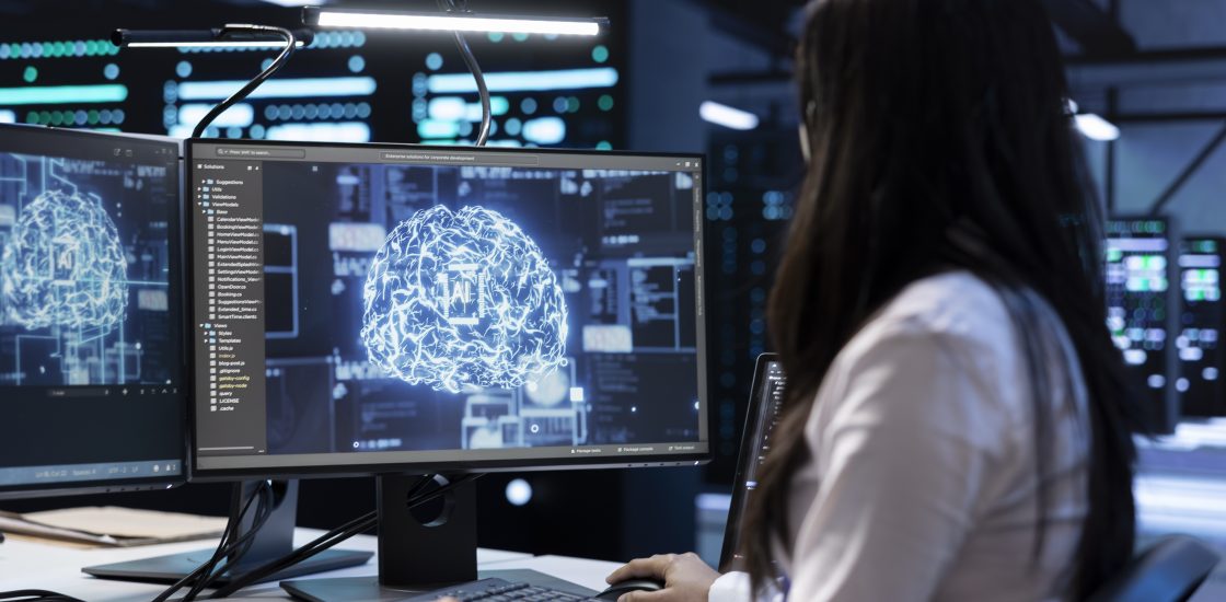 A San Francisco woman using AI at work.